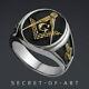 Masonic Ring Sterling Silver 925 Elegant Black Enamel With 24k-gold-plated Parts