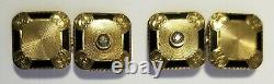 Men's Antique Victorian Edwardian 14K Gold Diamond Black Enamel Cufflinks