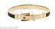 Michael Kors Gold Tone+black Enamel Hinge Belt Buckle Bangle Bracelet Mkj1765