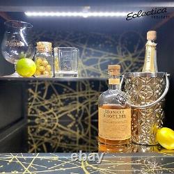 Mid Century Heals Sideboard Vintage Cocktail Drinks Cabinet Black Gold Rosewood
