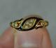 Mid Victorian 18ct Gold Black Enamel & Pearl Mourning Band Ring D0265