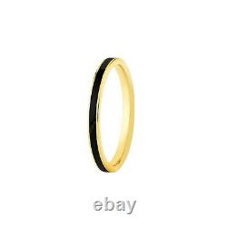 Minimalist Stackable Ring Women Thin Elegant Black Enamel Band 14K Solid Gold