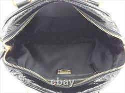 Miu Miu Hand bag Logo Black Gold Enamel leather Woman Authentic Used T8703