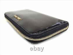 Miumiu Wallet Purse Black Gold Enamel leather Woman Authentic Used T7432