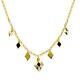 Mix Dangle Black Enamel Rhombus Station Necklace Paperclip Chain 14k Solid Gold