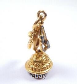 Mourning Fob 18 carat yellow gold Black Enamel with swivel catch