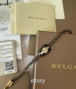 NEW Bvlgari Serpenti Black Enamel & Gold Chain Bracelet Bulgari Harrods Receipt