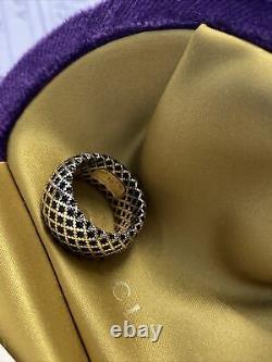 NIB GUCCI Diamantissima 18K Yellow Gold Black Enamel Band Ring Size 5.25 $1,205