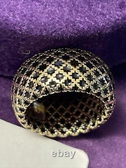 NIB GUCCI Diamantissima 18K Yellow Gold Black Enamel Band Ring Size 5.25 $1,205