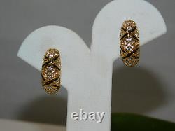 NIB Swarovski SWAN Black Enamel X Crystal Rhinestone Gold Hinged Bangle Bracelet