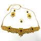 Nyjewel 21k Gold Indian Enamel Black Onyx Earrings Necklace Ring Wedding Set