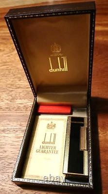 Near MINT! Dunhill Gold Black Enamel Vintage Rollagas Lighter Case Box WORKING