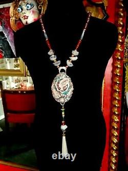 Necklace women fine jewelry vintage jewel antique style talisman art deco eyes 1
