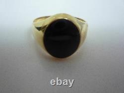 New 9ct 9k yellow gold solid oval signet ring onyx black enamel all sizes 6.5grs