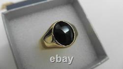 New 9k 9ct oval signet ring yellow gold with black enamel onyx all sizes