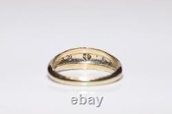 New Made 14k Gold Natural Diamond And Black Enamel Decorated Pretty Band Ring