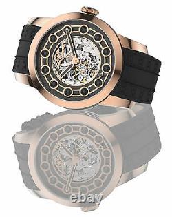 New Watchstar Zen Master Rose Gold Black Enamel Skeleton Dial Exotic 47mm Watch