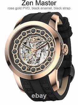 New Watchstar Zen Master Rose Gold Black Enamel Skeleton Dial Exotic 47mm Watch