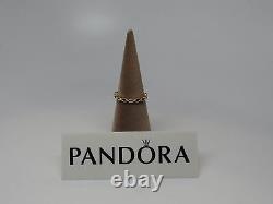 New withHinge Box Pandora 14K Gold Royal Victorian with Black Enamel Ring 150173EN16