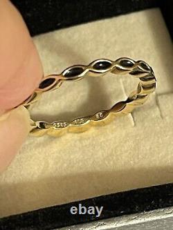 Pandora 14K Yellow Gold And Black Enamel Ring Ring. Size 9 New