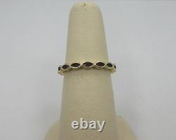 Pandora 14k GOLD Royal Victorian BLACK Enamel STACKING Ring 150173EN16 size 7.25