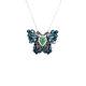 Pear Emerald Cubic Zirconia 925 Sterling Silver Enamel Butterfly Necklace 16inch
