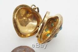 Quality Antique Victorian English 18k Gold Black Enamel & Turquoise Heart Locket