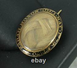 Rare 1779 Georgian 15ct Gold & Black Enamel Locket Brooch