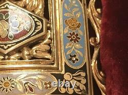 Rare Antique Enamel Hard stone Cased Enamel Jewelled Buckle 18 K Gold. Ref24520