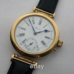 Rare Big ANTIQUE Marriage Luxury Swiss Wristwatch Bienne Gilt case Enamel Dial