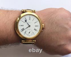 Rare Big ANTIQUE Marriage Luxury Swiss Wristwatch Bienne Gilt case Enamel Dial