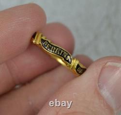 Rare Early Victorian 18ct Gold and Black Enamel Full Eternity Mourning Band Ring