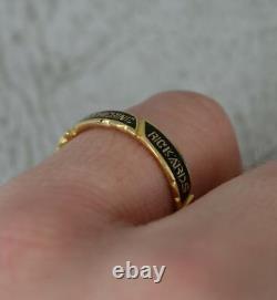 Rare Victorian 18ct Gold and Black Enamel Full Eternity Mourning Band Ring