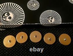 Rare set of Piero Fornasetti gold tone enamel set of 5 charms buttons