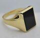 Real 14k Yellow Gold 15.5mm Square Close Black Onyx Signet Ring All Size