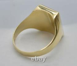 Real 14K Yellow Gold 15.5mm Square Close Black onyx Signet Ring ALL Size