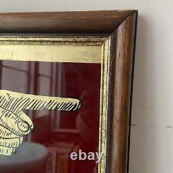 Reverse Painted Glass Antique style pointing Hand Black Gold red Vintage Frame