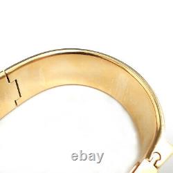 Rise-on HERMES Gold Plated Loquet Black Enamel Horse Bangle Wrist Watch #2
