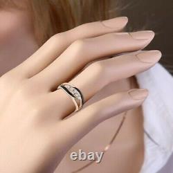 Russian solid rose gold 585 /14ct black enamel, CZ ring NWT Beautiful
