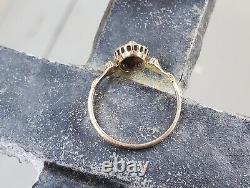 STRIPED Victorian Era Diamond Ring Seed Pearl Black Enamel Mourning Antique Gold