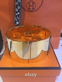 STUNNING GENUINE HERMES NEW Extra Wide Black/Gold Clic Clac Cost £680 Receipt XL