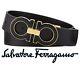 Salvatore Ferragamo Men's Large Enamel Gancini Black & Gold Buckle & Black Belt