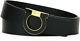 Salvatore Ferragamo Men's Oversized Single Gancio Enamel Belt, Black/gold Sz 40