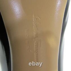 Salvatore Ferragamo vara pumps heel enamel Black Gold Used Women size 8 1/2