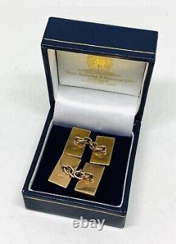 Set Of 9ct Gold & Enamelled Royal Navy Cuff links by Gieves Ltd (c. 1920-40's)