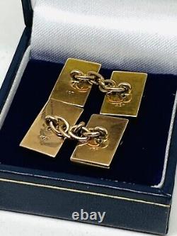 Set Of 9ct Gold & Enamelled Royal Navy Cuff links by Gieves Ltd (c. 1920-40's)