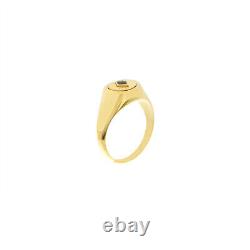 Signet Band Ring Men Women Solid 14K Real Gold Black Enamel Round Pinky Ring