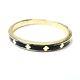 Solid 10k Yellow Gold Black Enamel With Clover Stackable Ring Size 8