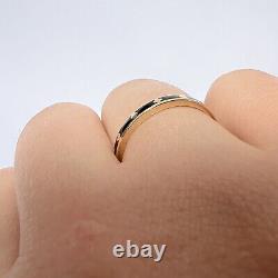 Solid 10K Yellow Gold Black Enamel with Clover Stackable Ring Size 8