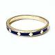 Solid 10k Yellow Gold Blue Enamel With Clover Stackable Ring Size 6.75